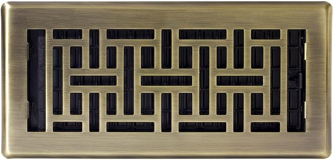 Decor Grates (4-Pack) AJH410-A Oriental Floor Register, 4x10 Inches, Antique Brass Finish