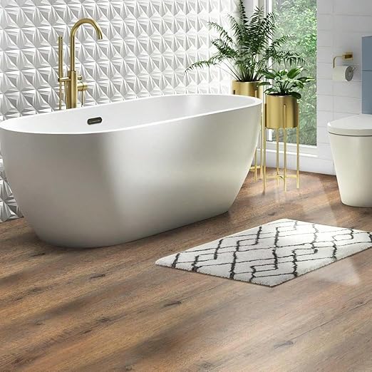 Luxury Thicken Wood Grain Peel and Stick Floor Tiles Self-Adhesive Vinyl Flooring Roll-DIY Easy for Wall and Floor,Hard Surface/Waterproof/Anti Slip (Brown Vinyl Flooring, 17.72 "W x 393.7" L)