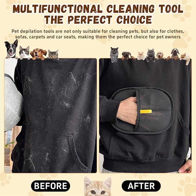Pet Hair Removal Glove for Cats & Dogs,Newly Upgraded Reusable Electrostatic Pet Hair Glove,Thickened Pet Hair Removal Glove,Reusable Brush Pet Hair Tool (2PCS)
