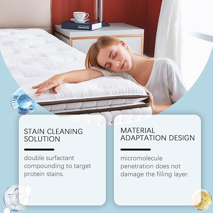 Mattress Stain Remover for Bed & Fabric, No-Scrub Fabric Spot Remover for Yellow Stain, Gentle Spot Treatment for Mattress, Couch, Rug, Carpet, Upholstery, 10.14 Fl.oz