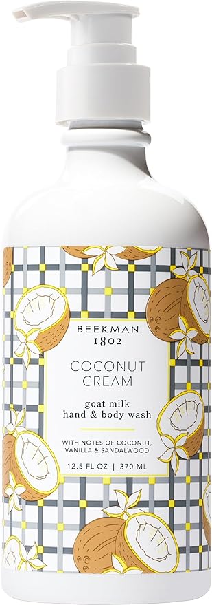 Beekman 1802 Goat Milk Hand Wash – Coconut Cream – Scented – 12.5 fl oz – Moisturizing & Gentle – Good for Sensitive Skin – Ready for Use, Pump Inserted