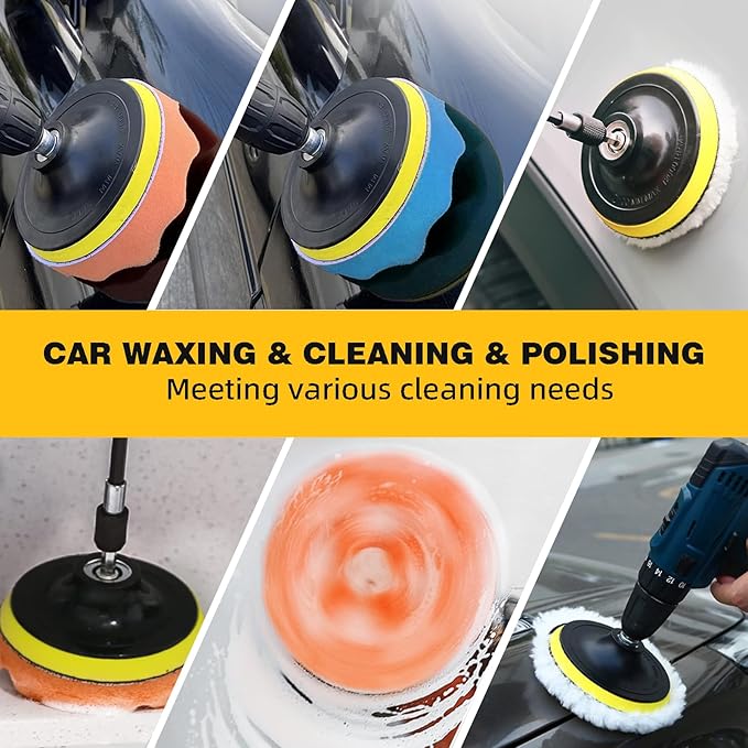 9 Pcs Drill Brush Attachments Set Hard and Soft Bristles Horsehair Brush Cleaning Kit for Home Bathroom Car Kitchen Corners Sink Stubborn Stains Tiles