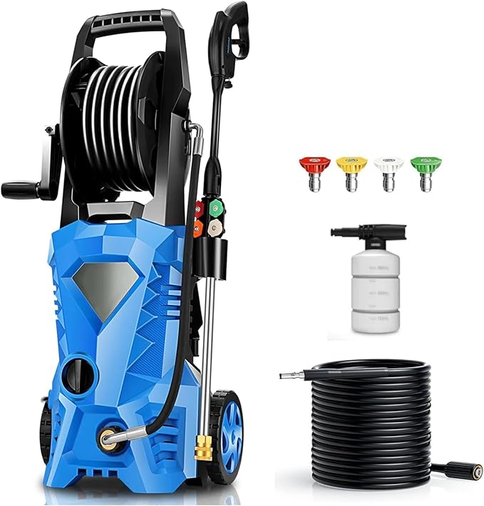 Pressure Cleaner High Power Cleaner with Soap Bottle for Home, Car Washing, Fence Cleaning, Patio (Blue)