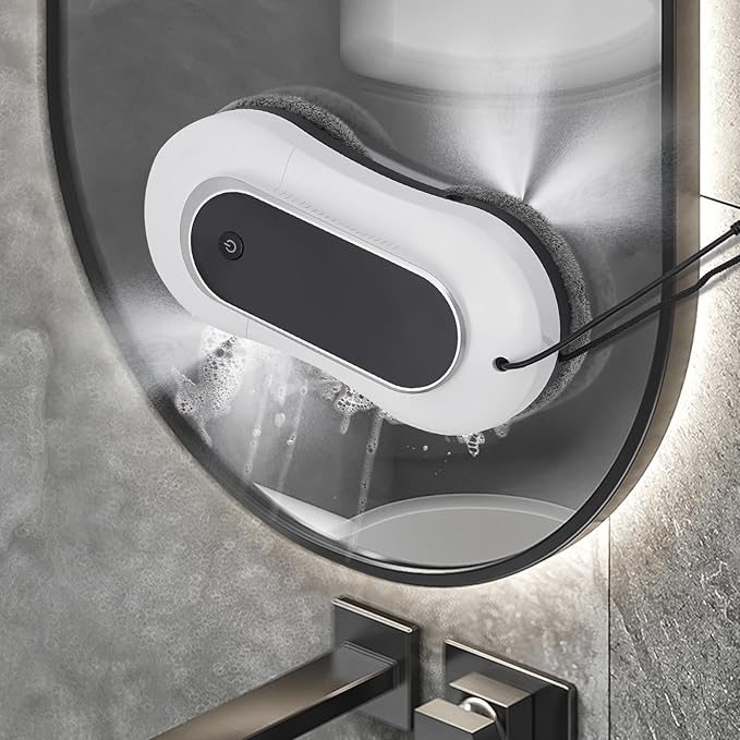 Window Cleaning Robot, Smart Glass Windows Cleaner Machine Window Washer with Automatic Water Spray, Strong Suction, Remote Control for Windo.w/Glass Door/Tiles (White)