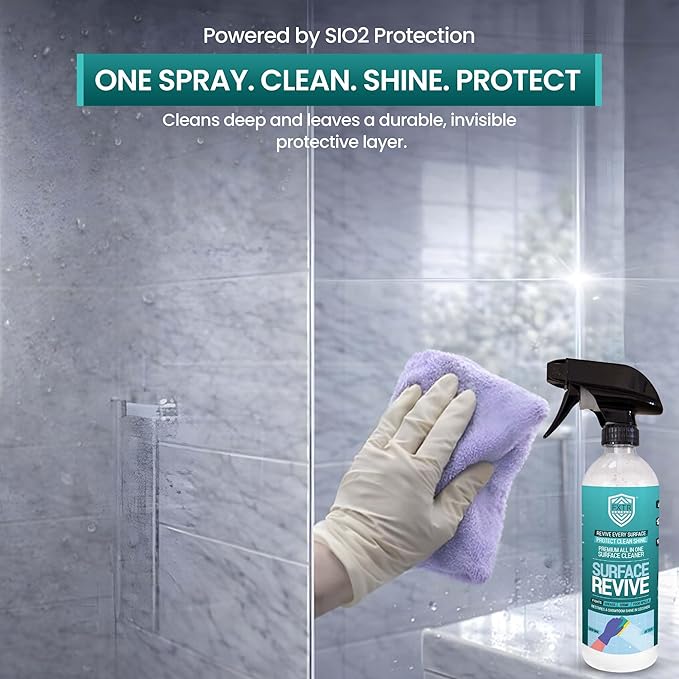 Fixture Shield Surface Revive 16 fl oz – SiO₂ Infused Formula Multi-Surface Cleaner to Shine, Seal & Protect Home, Cars, RVs, Boats, Stainless Steel, Glass, Tile, Countertops, Streak-Free & Non-Toxic