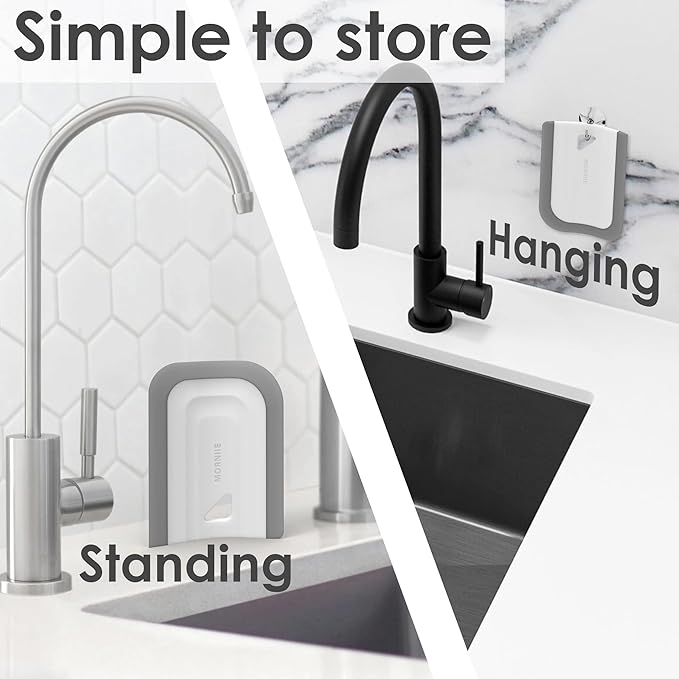 Curved Small Squeegee. Kitchen Sink Squeegee for Sinks, Countertops and Dishes. Multi-Purpose, for Vanity Tops, Bathroom Mirrors, Car Windows and Side Mirrors. 2 Pack