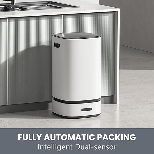 ELPHECO Self-Bagging Automatic Trash Can Stainless Steel 4 Gallon Sensor Trash Bin, Self-Sealing Dustbin, 15 Liter Garbage Can, Large Touchless Metal Trash Can for Home, Hotel, Office, Silver