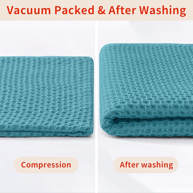 Homaxy 100% Cotton Kitchen Towels and Dishcloths Set, 12 x 12 Inches and 13 x 28 Inches, Set of 10 Bulk Kitchen Towels Set, Ultra Soft Absorbent Dish Cloths for Washing Dishes, Lake Blue