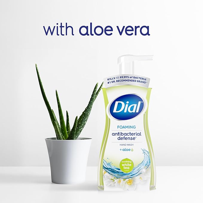 Dial Antibacterial Defense Foaming Hand Soap + Aloe, Soothing White Tea, 30 Fl Oz Hand Soap Refill (Pack of 4), Dermatologist-Tested, Gentle on Skin