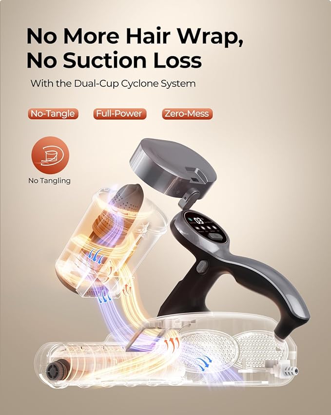 JIGOO J300 Pro Matture Vacuum Cleaner with 14Kpa 550W Powerful Suction, Infrared, UV & Heating Tech for Deep Cleaning, Anti-Allergen Bed Vacuum with Dust Sensor & Plant Fragrance for Bed, Sofa, Crib.