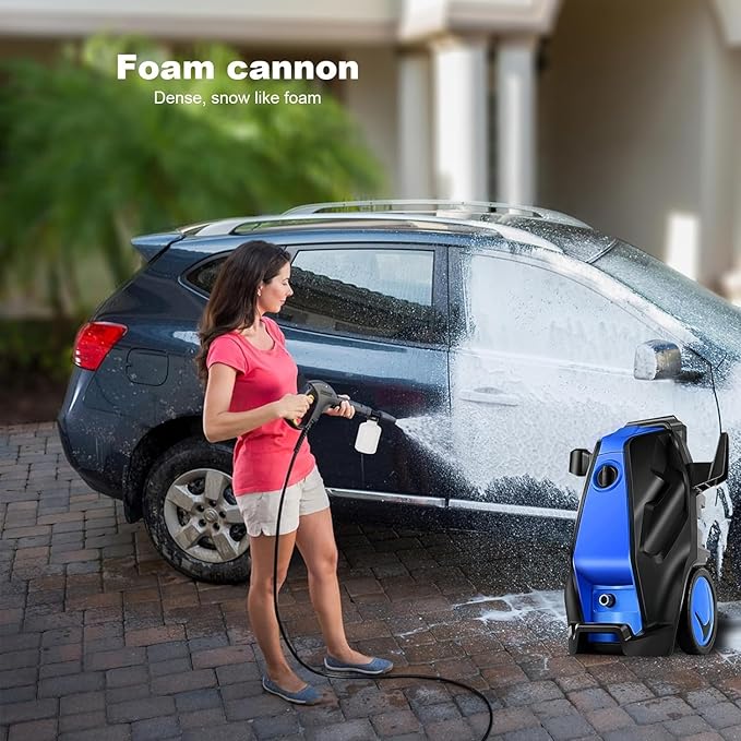 5000PSI Electric Pressure Washer with 33FT Hose 4.0GPM Power Washers Electric Powered Professional High Pressure Cleaner Machine, Foam Cannon, 4 Tips, powerwashers for Home Cars, LBlue