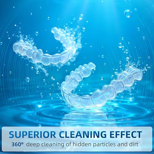 Ultrasonic Retainer Cleaner Machine 45KHz, 230ML Dentures Cleaner Machine with Tablets for Mouth Guards, Aligners, Braces & Jewelry