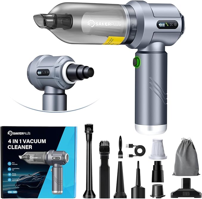 Cordless Car Vacuum, 4 in 1 Mini Vacuum Cleaner High Power 17500PA Suction Handheld Vacuum, Portable Air Dusters,7800mAh Battery 3 Level Adjustment Small Car Cleaner for Cars Home Office