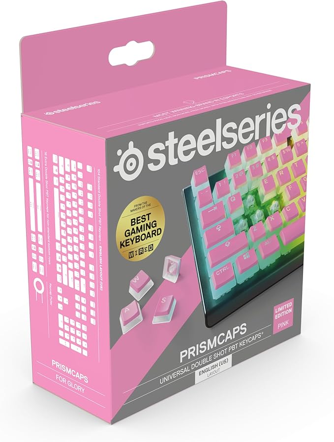 SteelSeries PRISMCAPS - Double Shot Pudding-Style Keycaps - Durable PBT Thermoplastic - Compatible with a Wide Range of Mechanical Keyboards - Pink