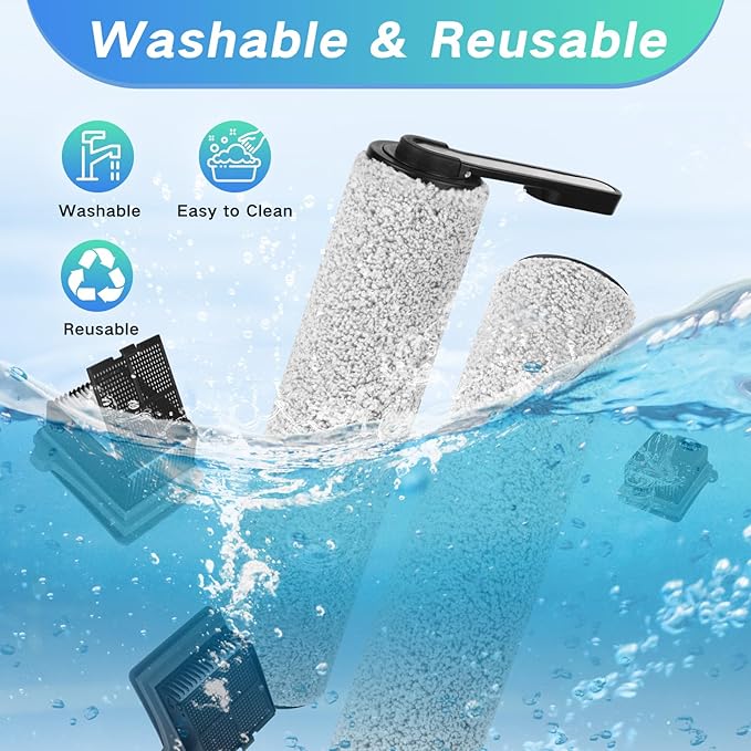 Accessory Set for Tineco iFLOOR 5 Breeze Wet and Dry Vacuum Cleaner Replacement Parts 7 Pieces Accessories 3 Roller Brushes + 3 HEPA Filters + 1 Cleaning Brush