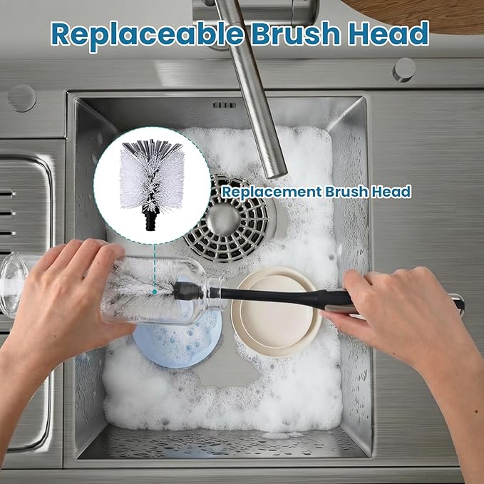 Steel Bottle Brush Refills for OXO Stainless Steel Bottle Brush Only, 4 Pack Bottle Brush Replacement Head for Clean Water Bottle, Baby Bottle, Glasswares, Mugs