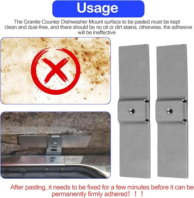 Granite Counter Mounting Bracket 2 Pack and 8269145 Undercounter Dishwasher Bracket 2 Pack Compatible With Most Brand Dishwashers WP8269145, AP6012289, PS11745496 (Comes With Screws)
