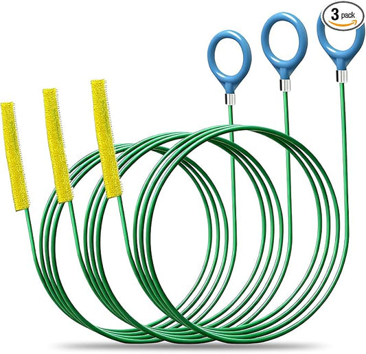 3Pcs Drain Snake Hair Remover Tool, 50 IN Sink Snake - A Highly Effective Drain Cleaner Tool for Various Bathroom Drains like Sink, Bathtub and Shower to Unclog Swiftly