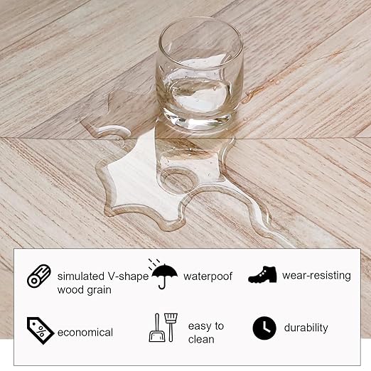 Oxdigi Peel and Stick Herringbone Vinyl Flooring Roll 23"x 393"/64 Sq.Ft, Self Adhesive Vinyl Floor Tiles Wood Plank Flooring Waterproof Wear-Resistant for Any Room, DIY Floor Coverings, Light Wood