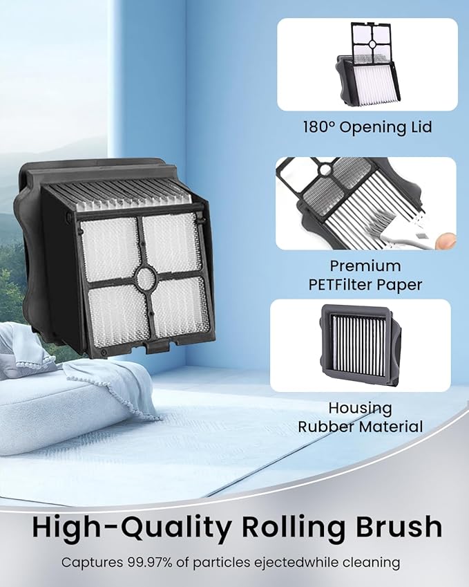 (7pcs) HEPA Filters & Replacement Brush Rollers Compatible For Tineco iFloor 3/ Floor One S3 Cordless Wet Dry Vacuum Cleaner, Replacement Parts Accessories Kit Inclue 3 Vacuum Filter, 3 Brush Rollers