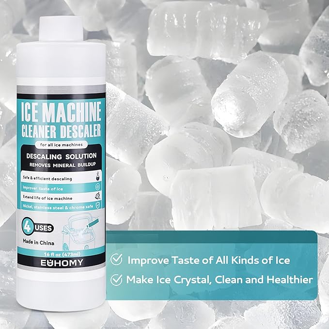 EUHOMY Ice Machine Cleaner Descaler, 16 Fl OZ Ice Maker Cleaner (4 Uses Per Bottle), Ideal Universal Descaling Solution for All Brands Ice Maker, Single Use Coffee and Espresso Machines