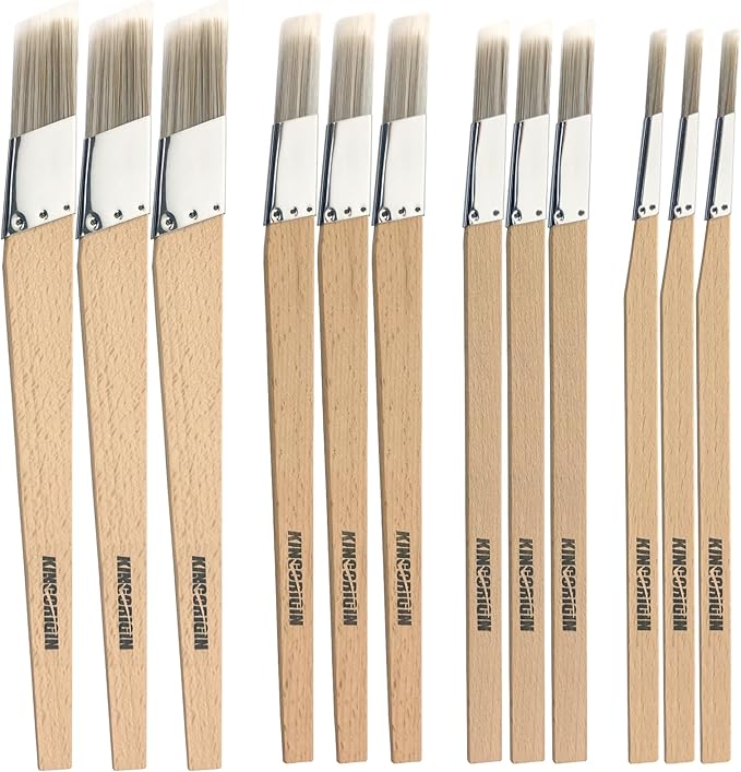 Trim Paint Brushes Set of 12-0.25", 0.5", 0.7", 1" Slant Lining Fitch Paint Brushes for Detail, Small Cutting in Brushes for Trim, Edges and Crafts