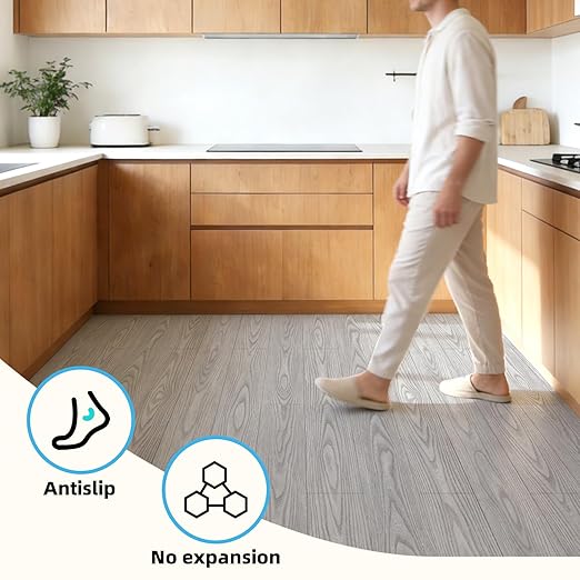 Art3d 15 Sq.ft Peel and Stick Floor Tiles, 10Pcs Luxury Vinyl Plank Flooring Wood Look, 36" × 6" Adhesive and Waterproof Tile Sticker for Bedroom, Living Room, Kitchen, Light Gray