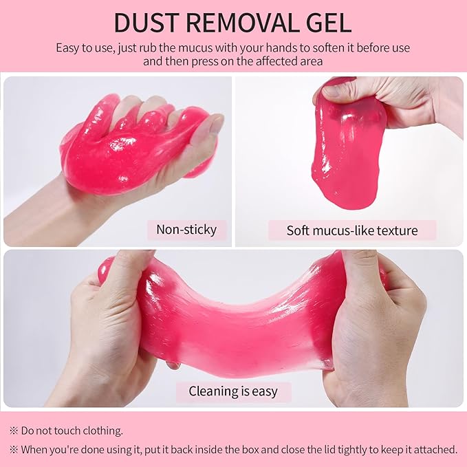Pink Car Cleaning Gel, Cute Car Accessories for Women Interior, Car Detailing Kit for Vents, Dust Cleaning Slime, Keyboard Cleaner Putty, Car Essentials for New Car, 5.6oz