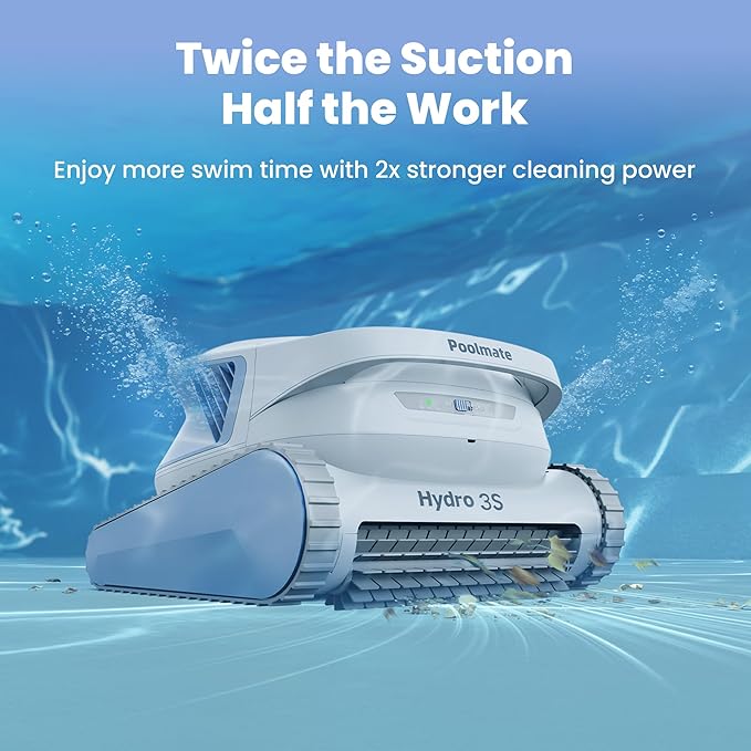 Chasing Hydro 3S Pool Vacuum for Inground Pools, Cordless Pool Cleaner 300 Mins Runtime for Above Ground Pools, Smart Navigation S-Path, 4.1L Filter Basket, Auto Waterline/Wall Cleaning