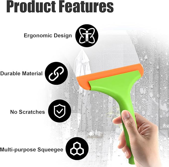 Ziciner Small Silicone Window Squeegee, Car Windshield Water Blade Squeegee, Multifunctional Auto Squeegee with 5.9 Inch Blade and Non-Slip Handle for Car Window, Mirror, Home Cleaning (Light Green)