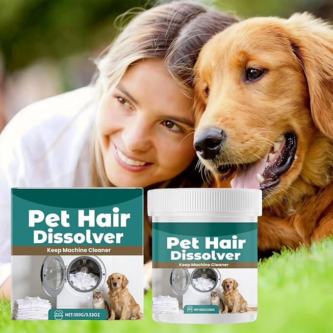 Washing Machine Pet Hair Dissolver,Pet Hair Dissolver & Laundry Cleaner,Gently Removes Dog Cat Hair from Clothes,Safe for Washing Machine,Effective for Home Fabric Care (1, 100g)