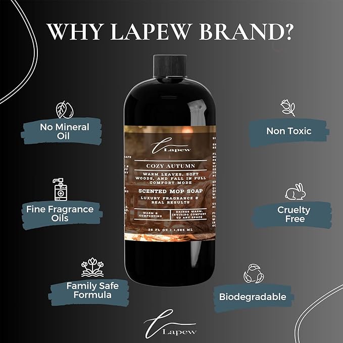 Luxury Floor Cleaner, Scented Mop Soap Concentrate | Hard Floor Cleaner for Tile, Vinyl, Laminate, LVP & Sealed Hardwood | Low-Foam, Streak-Free | 36 oz | Cozy Autumn