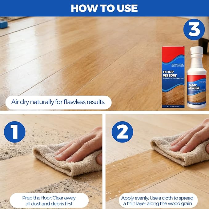 Floor Rescue Cleaner, Floor Repair Polishing Agent for Wood Laminate Tile, Self-Leveling Nano-Fill Refinisher for High-Traffic Areas, No Sanding 5.1 fl oz (150 mL) (5-Pack)