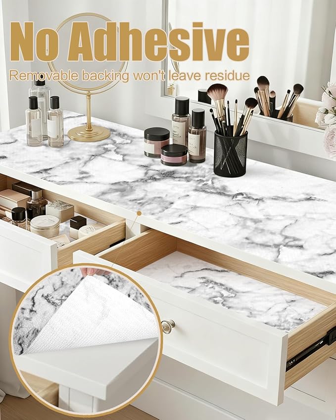 Shelf Liners for Kitchen Cabinets Non-Adhesive, Non-Slip Thickened Shelf Paper Waterproof Washable for Drawer Dresser Pantry Shelve Bathroom Protector Liner
