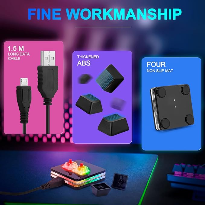 Ecarke Black 2-Key OSU Hot Swap Game Keyboards USB Wired RGB Mechanical Keypad,Autonomous Programming Macro with Software Switches