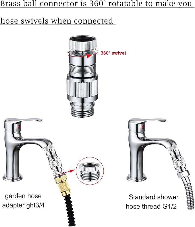 Kitchen Sink Faucet Quick Connector, Dishwasher Washer Snap Coupling Adapter, Faucet to Garden Hose Adapter for Bathroom Kitchen/Shower Hose/Garden Hose