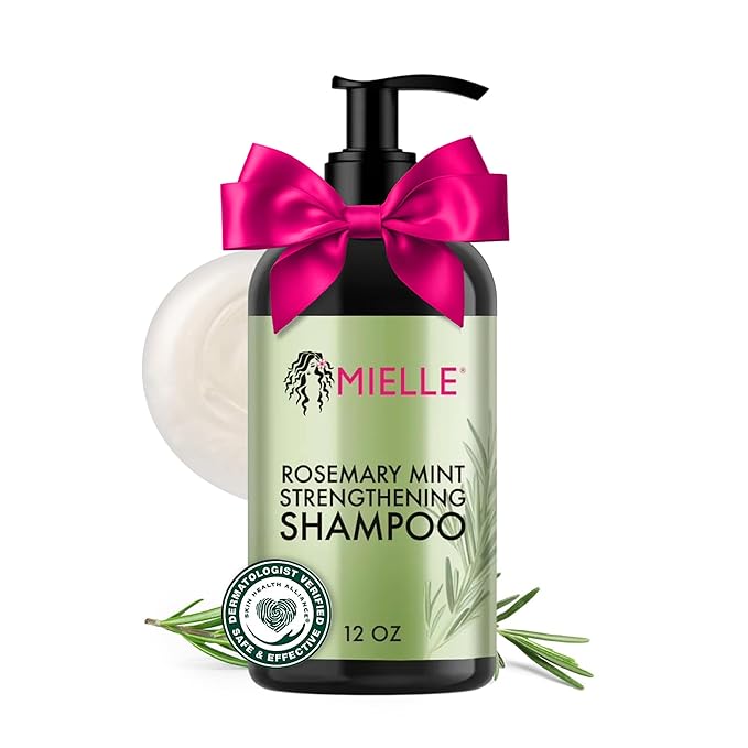 Mielle Organics Rosemary Mint Hair Strengthening Biotin Shampoo - Moisturizing Hair Shampoo for Women and Men to Gently Cleanse, Repair & Protect Strands (12 oz)