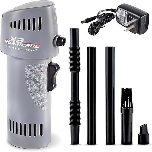 X3 Hurricane Compressed Air Duster | Adjustable Speed up to 260mph | Made in USA | Cordless, Rechargeable Canned Air Duster for Computers | Extended Warranty | 5 Attachments Included