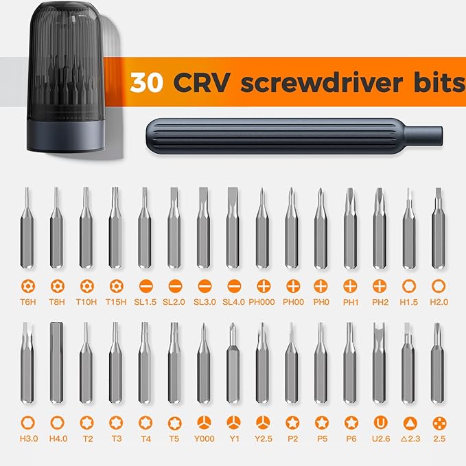 31 in 1 Mini Precision Screwdriver Set, Magnetic Small Tool Kit for Phone,Laptop,PS5, Switch,Glasses,Watch,screwdriver set (gray)