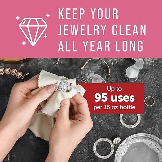 Maplefield Ultrasonic Jewelry Cleaner Solution - Concentrated Formula & Ultrasonic Cleaning Fluid - Safe on Gold, Silver & Gemstones & Jewelry Cleaning Solution - 16 Fl Oz, Pack of 1