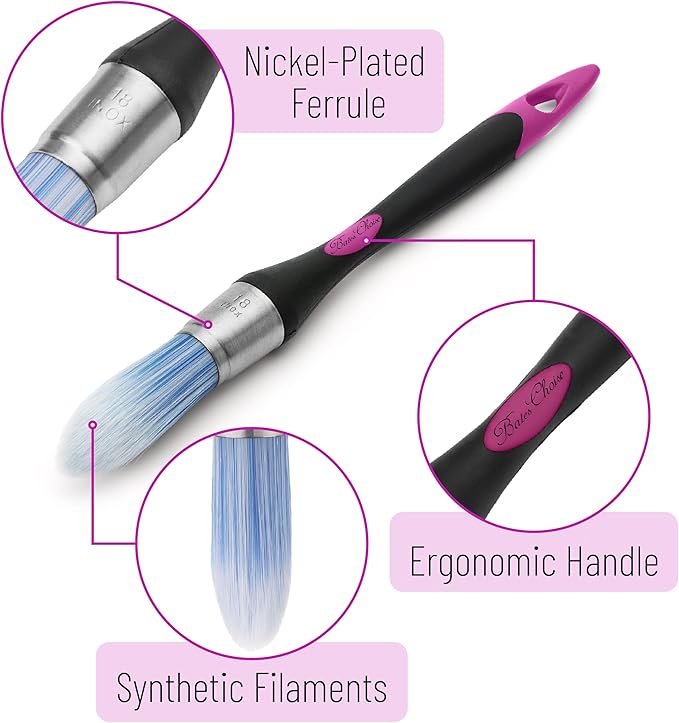 Bates- Trim Paint Brush, 0.75 Inch, Ergonomic Non-Slip Handle, Synthetic Bristles, Trim Brushes for Painting, Black & Plum