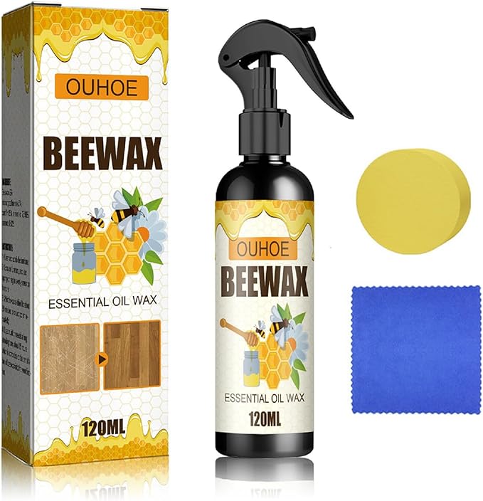 Beeswax Wood Polish, Multifunctional Natural Beeswax Spray for Kitchen Living Room Furniture Polish and Cleaner Care.(1Pcs)
