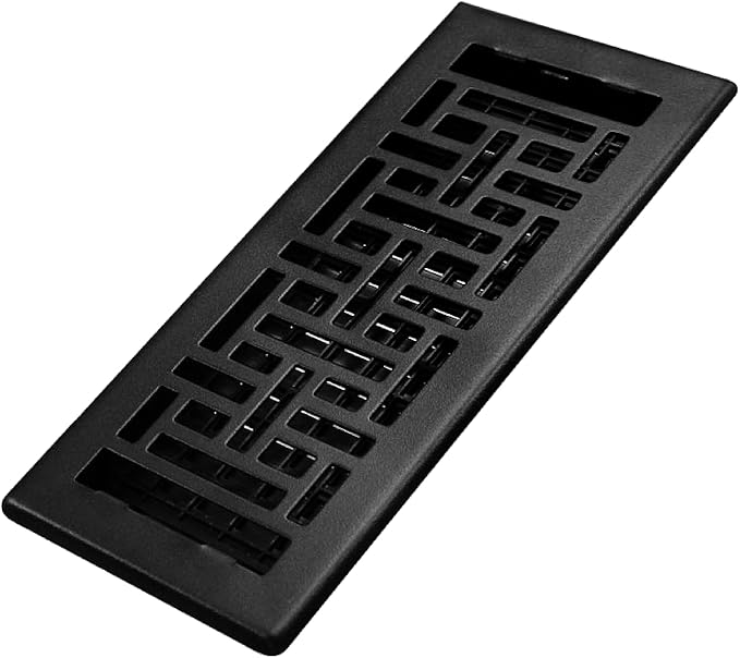 Decor Grates AJH410-BLK Oriental Floor Register, 4x10 Inches, Textured Black