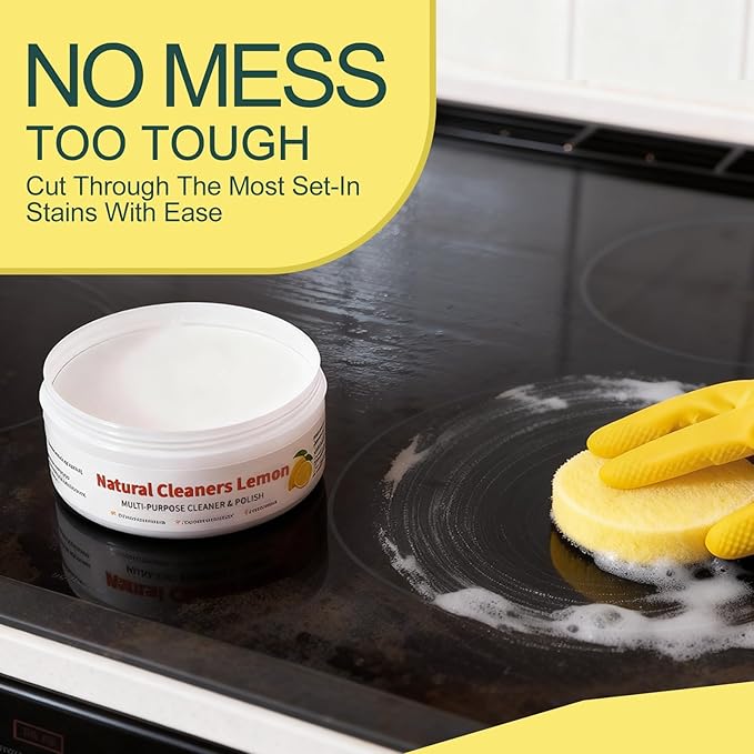 All Purpose Cleaner and Polish Paste - Glass Oven & Stove Top Cleaner for Kitchen Burnt Pans Cooktops Sinks Tile & White Shoes - Natural Multi Surface Grease Marker & Hard Water Stain