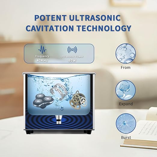 DK SONIC Ultrasonic Cleaner,1.5L 60W Stainless Steel Ultrasonic Jewelry Cleaner with Cleaning Basket,Timer,Digital Sonic Cleaner for Cleaning Jewelry,Eyeglasses,Coins