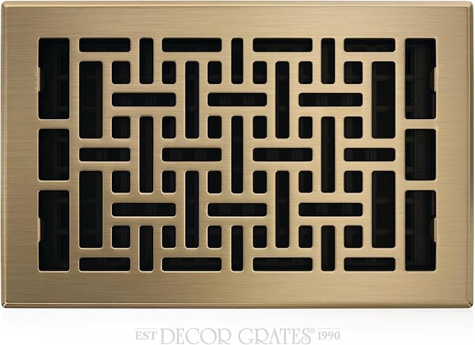 Decor Grates AJH610-A Oriental Floor Register, 6x10 Inches, Antique Brass Finish
