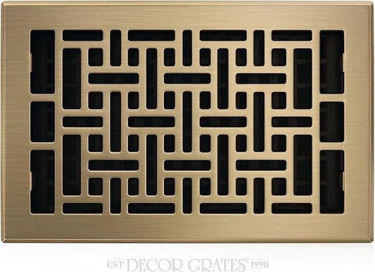 Decor Grates AJH610-A Oriental Floor Register, 6x10 Inches, Antique Brass Finish