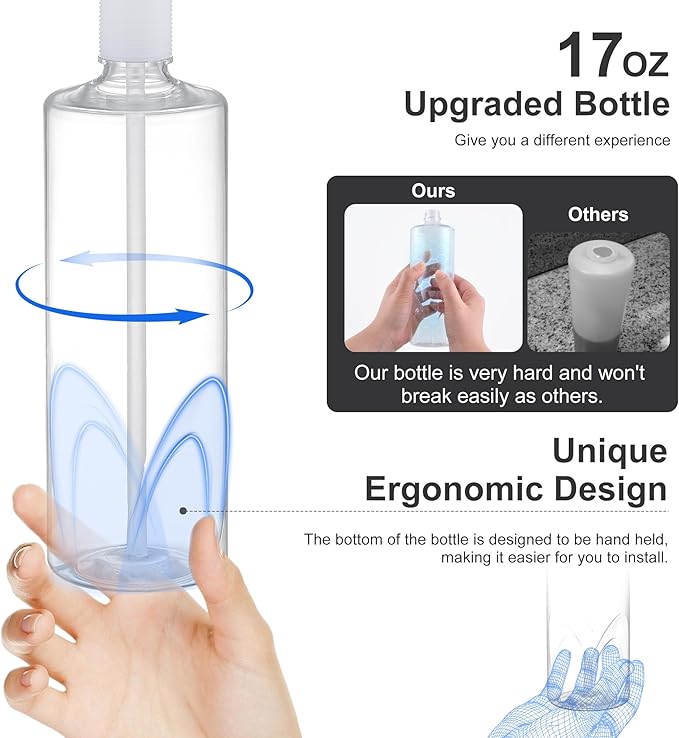 GAGALIFE Sink Soap Dispenser Matte Black, Built in Soap Dispenser with 17 OZ Bottle, Lotion Dispenser for Kitchen Sink, Refill from The Top (Pack of 2)
