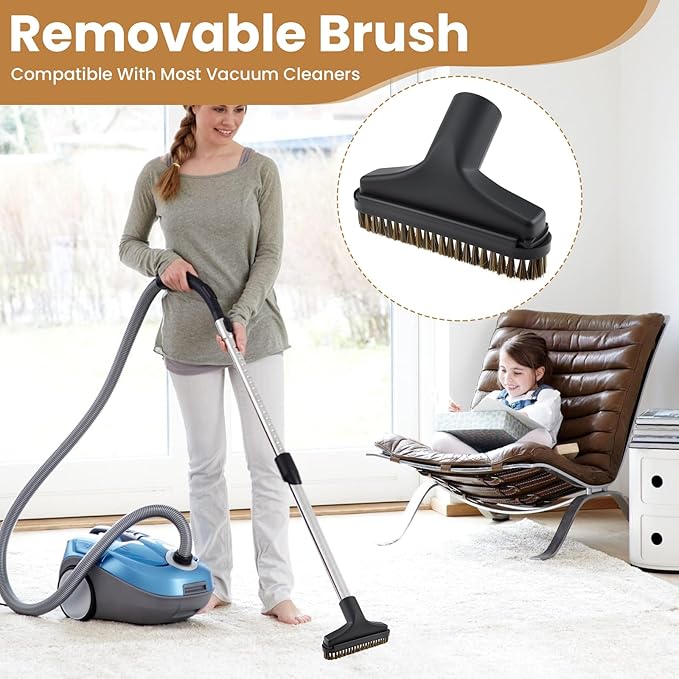 4Pcs Vacuum Attachments, 5.9 Inch Floor Brush 1-1/4 to 1-3/8 Inch Adapter, 25mm & 36mm Shop Round Dust Brushes for Standard Hose