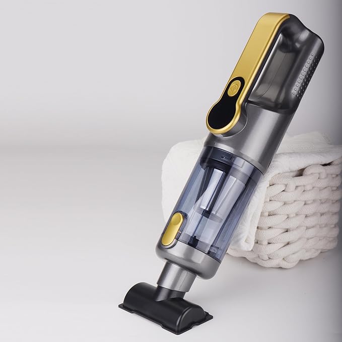 Handheld Vacuum Cordless, Car Vacuum Portable Cordless 6000mAh Dust Busters Rechargeable Brushless Motor 18000Pa Strong Suction, Portable Vacuum for Car Home with 6 Accessories, Yellow
